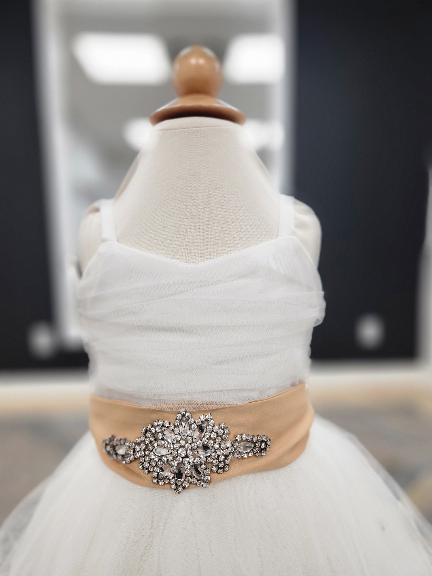 Ruched tulle bodice Flowergirl Dress