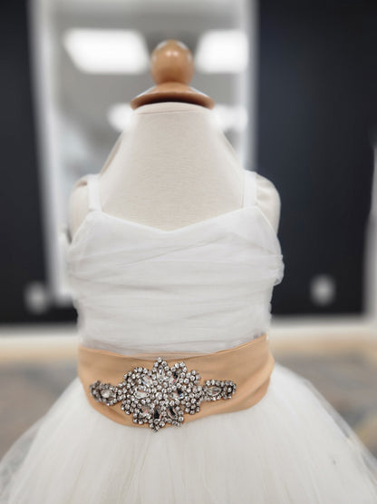 Ruched tulle bodice Flowergirl Dress