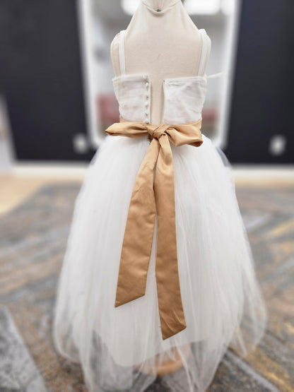 Ruched tulle bodice Flowergirl Dress