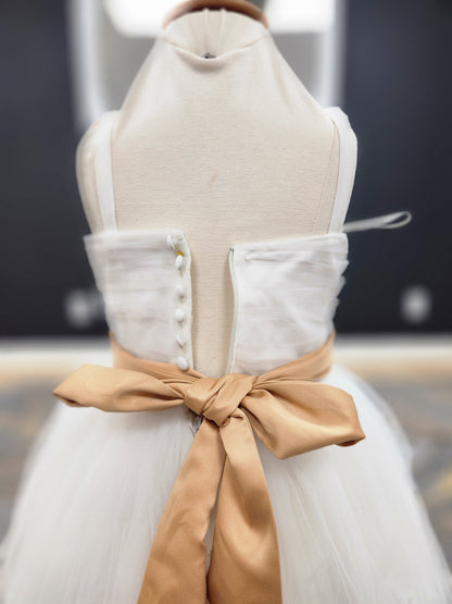Ruched tulle bodice Flowergirl Dress