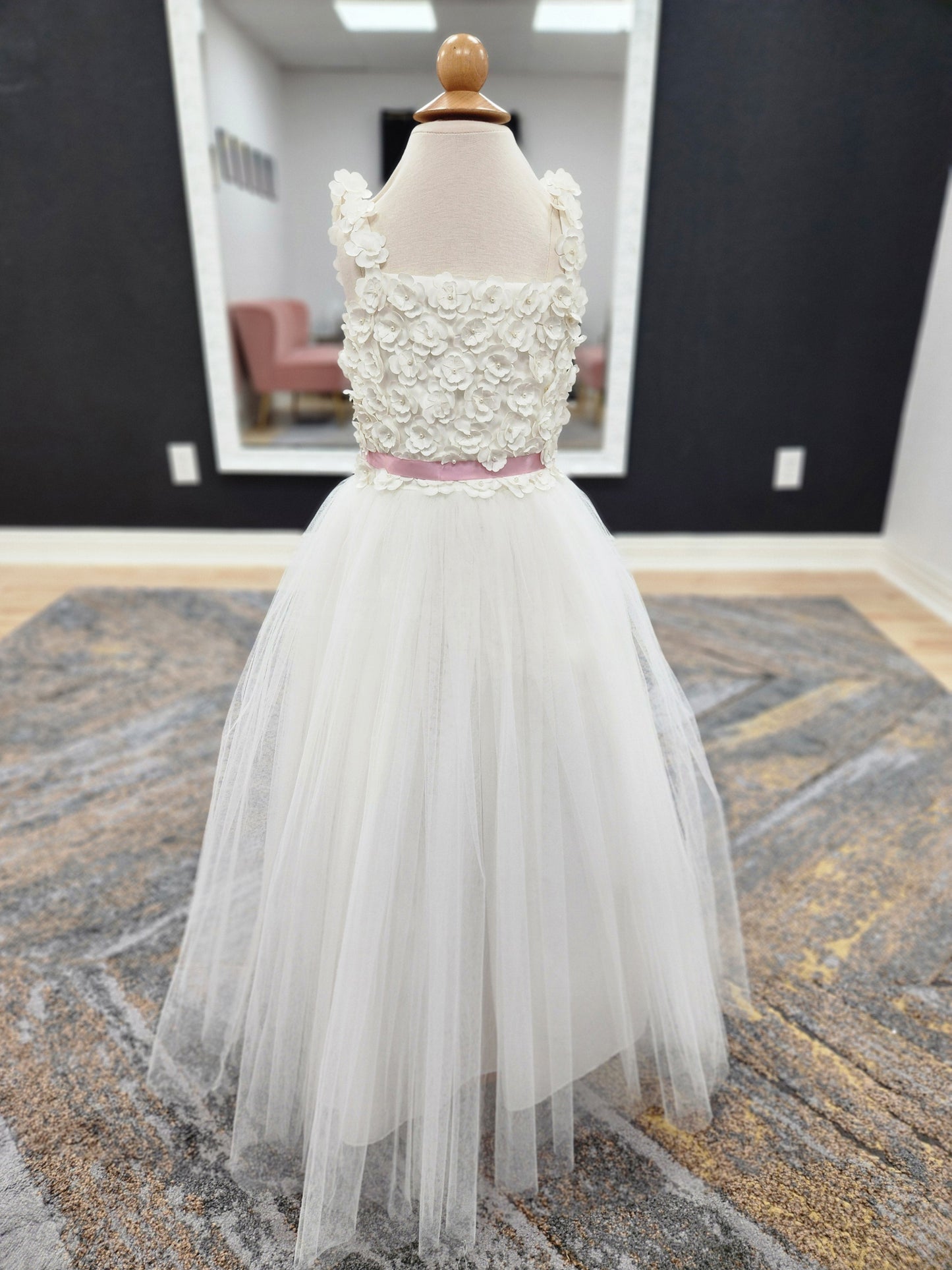 3D Floral Lace Top Flowergirl Dress