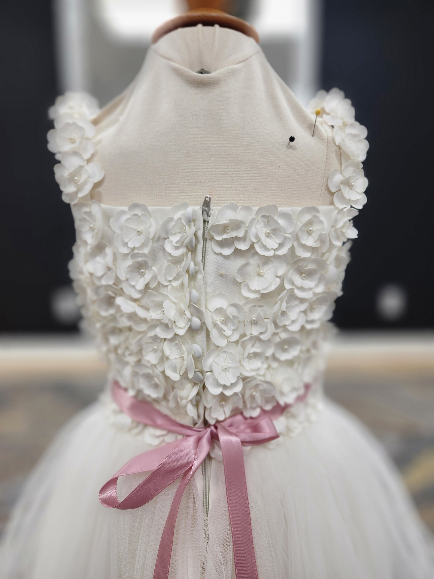 3D Floral Lace Top Flowergirl Dress
