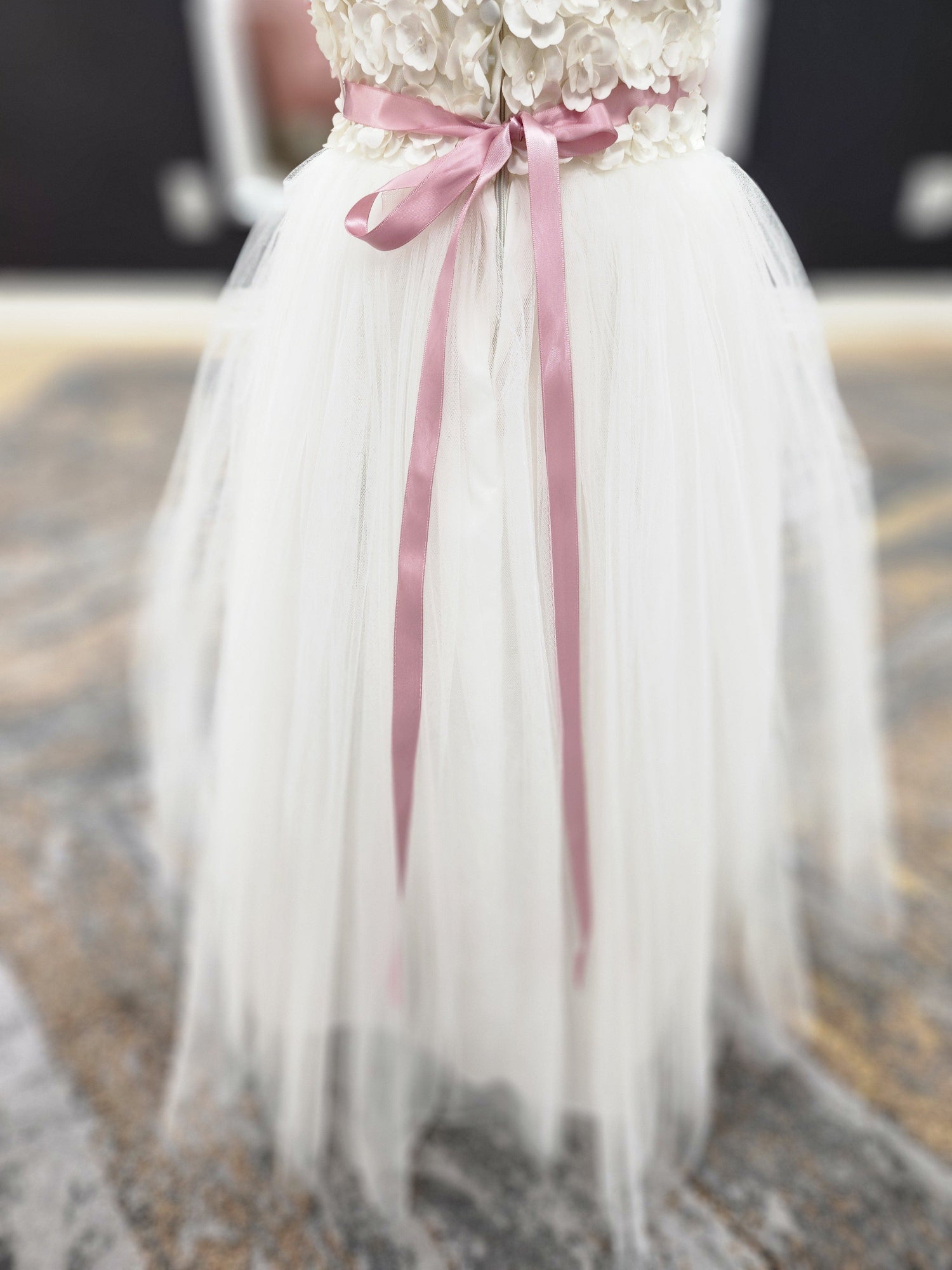 3D Floral Lace Top Flowergirl Dress