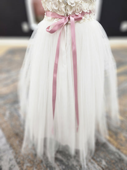 3D Floral Lace Top Flowergirl Dress