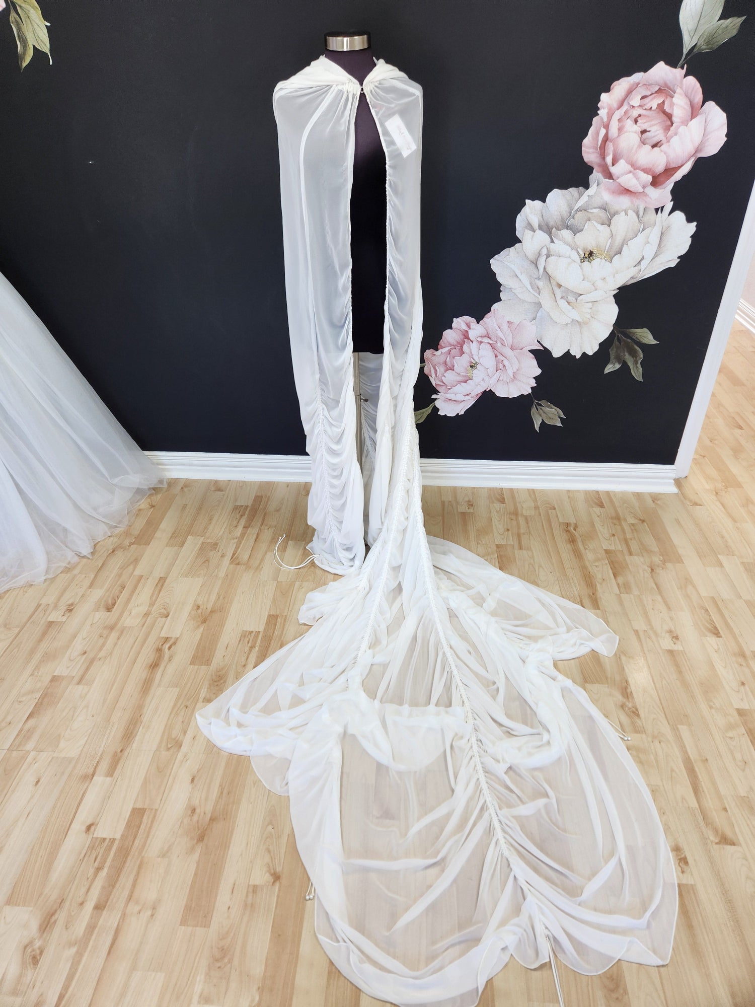 Hooded Chiffon Cape Bolero Jacket