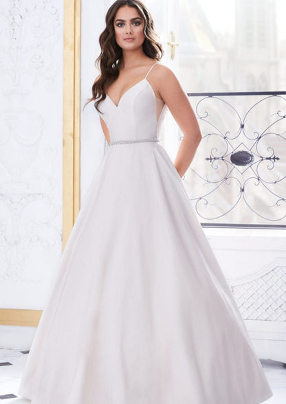 4850 Paloma Blanca Silk Wedding Dress Aline pockets spaghetti straps  Paloma Blanca 4850