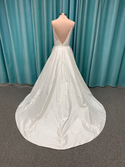 4850 Paloma Blanca Silk Wedding Dress Aline pockets spaghetti straps  Paloma Blanca 4850