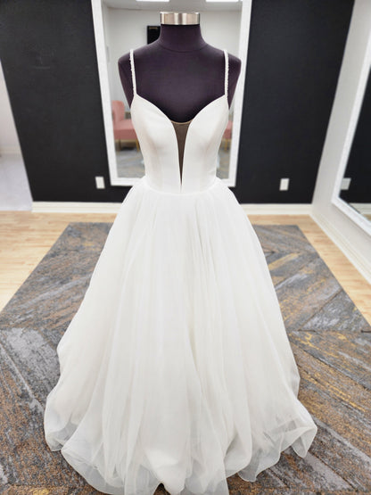 A-line Organza with Beaded Straps Wedding Dress