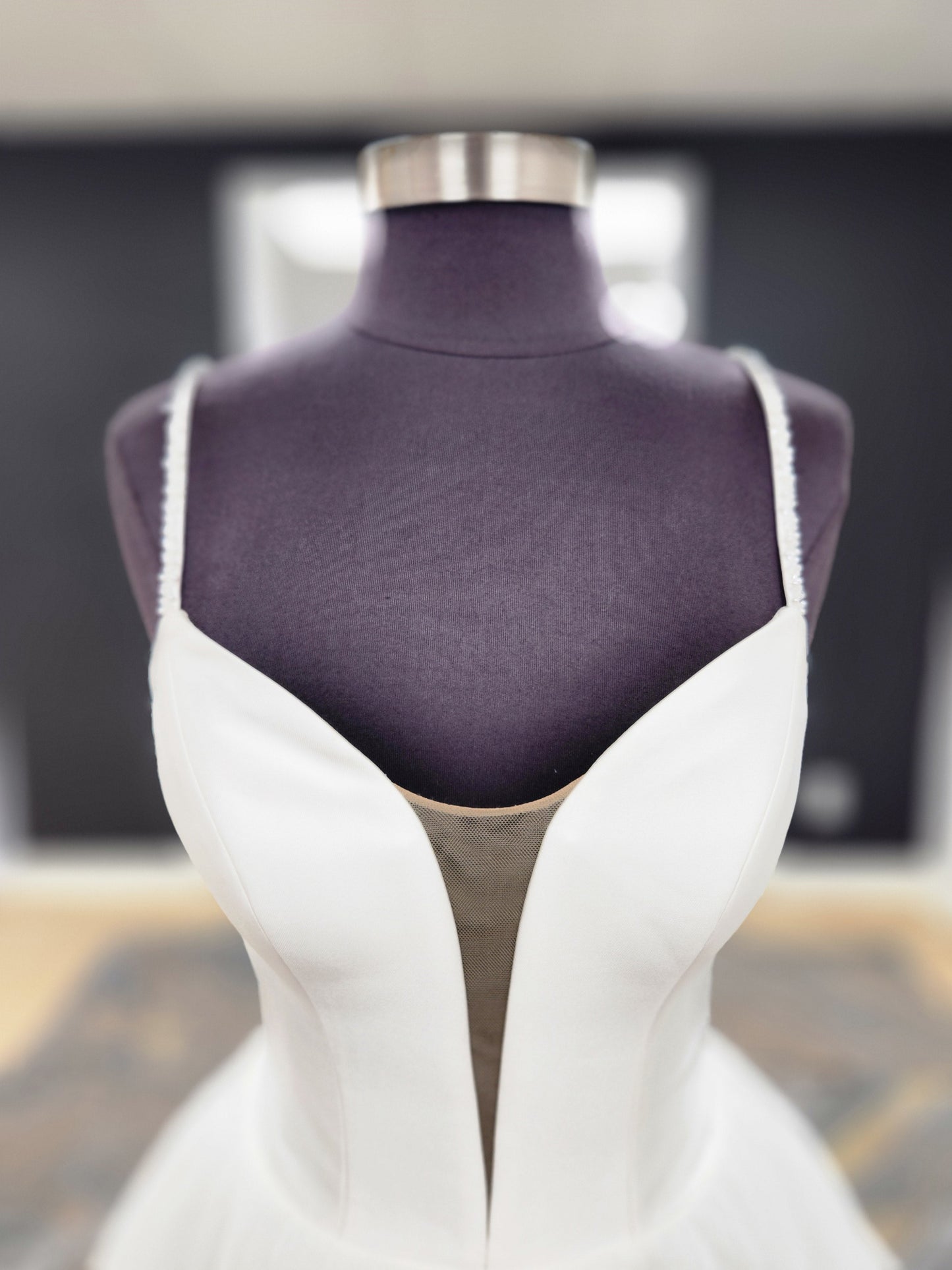 A-line Organza with Beaded Straps Wedding Dress