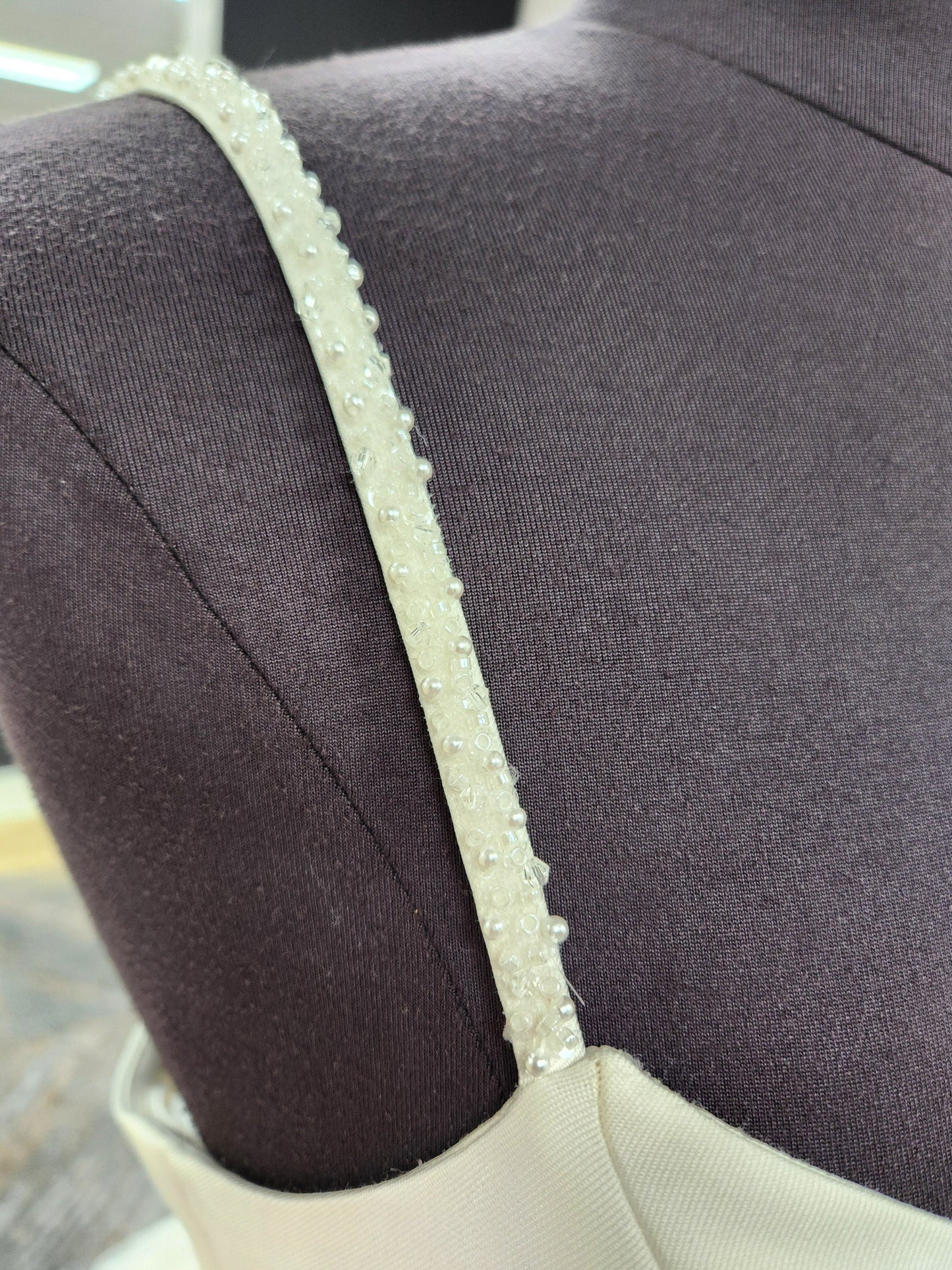 A-line Organza with Beaded Straps Wedding Dress