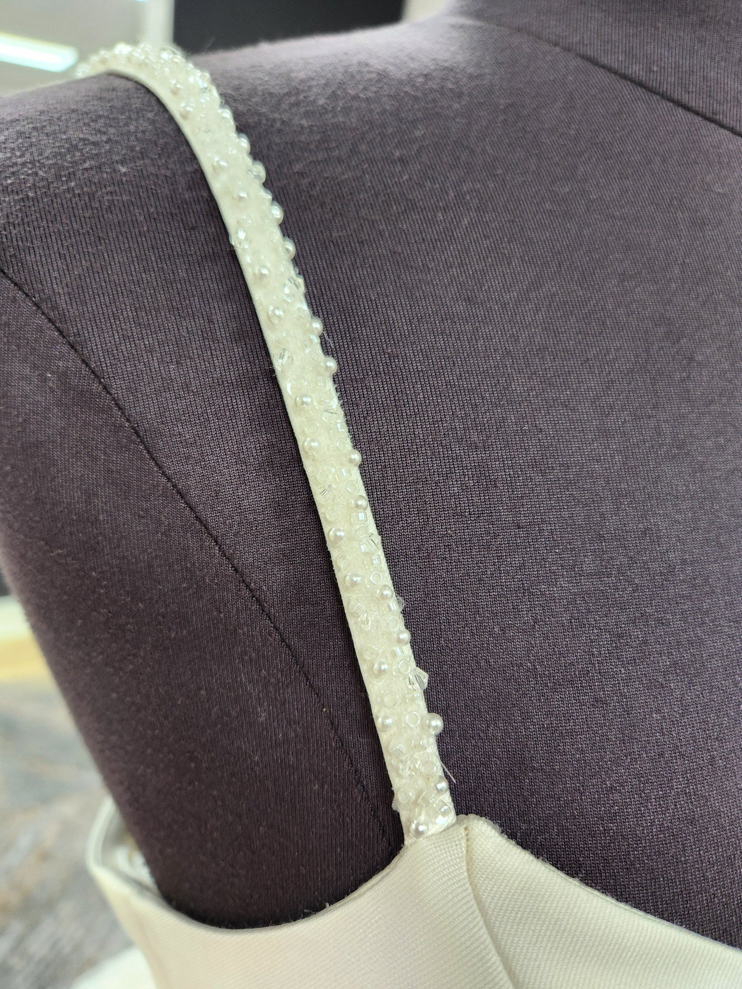 A-line Organza with Beaded Straps Wedding Dress