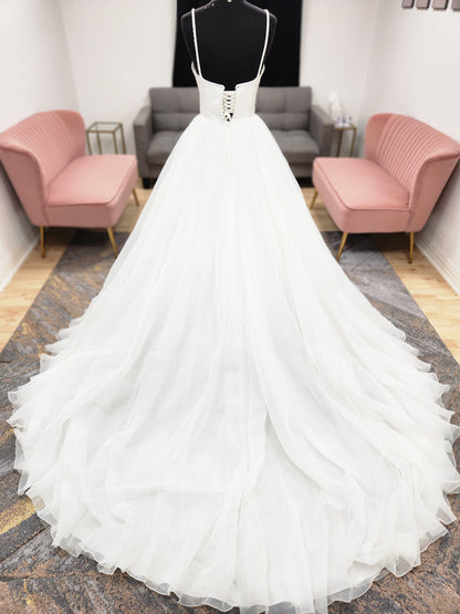 A-line Organza with Beaded Straps Wedding Dress