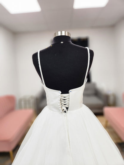 A-line Organza with Beaded Straps Wedding Dress