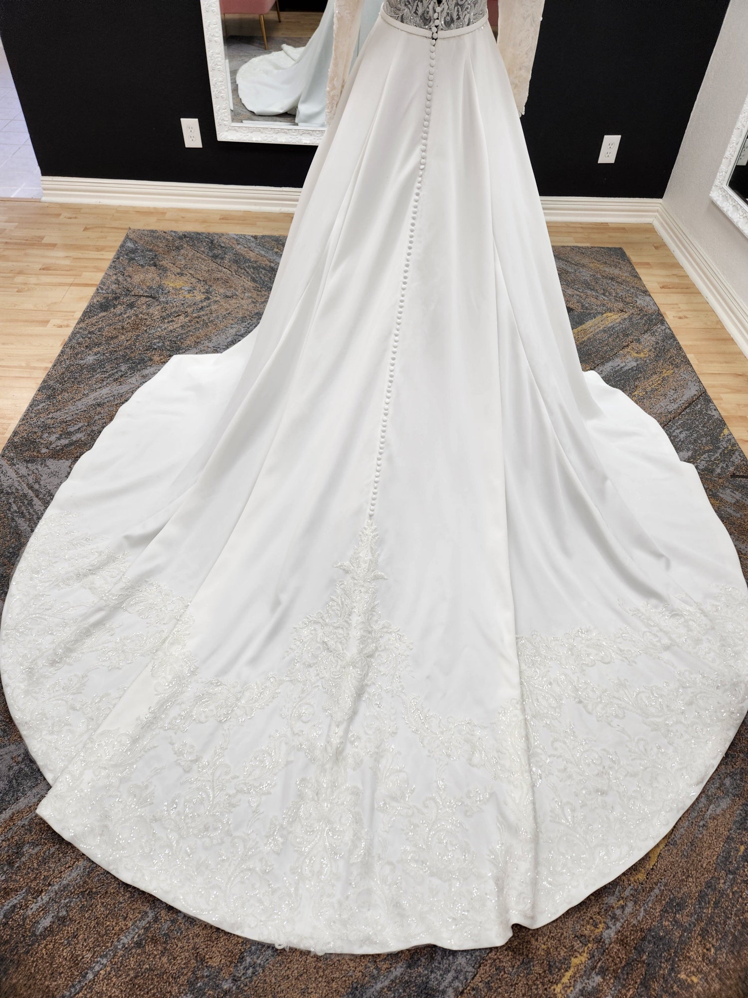 Aline Beaded Long Sleeve with Boat Neckline Wedding Dress
