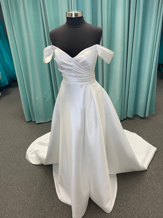 Off the Shoulder Mikado A-line  Wedding Dress