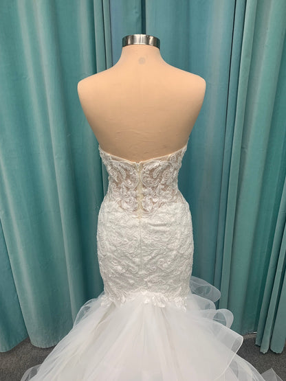 Beaded Lace with Ruffles Wedding Dress