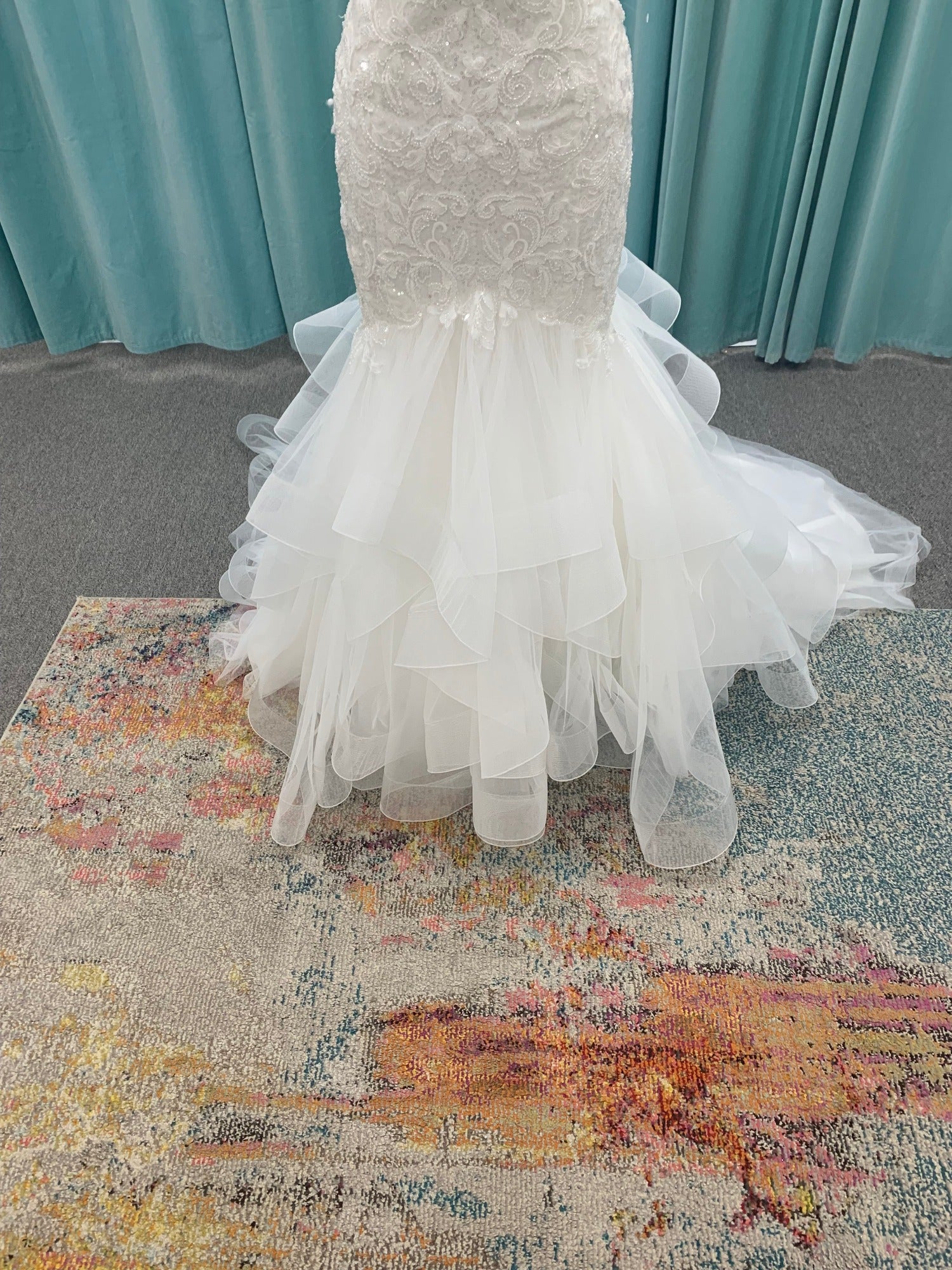 Beaded Lace with Ruffles Wedding Dress