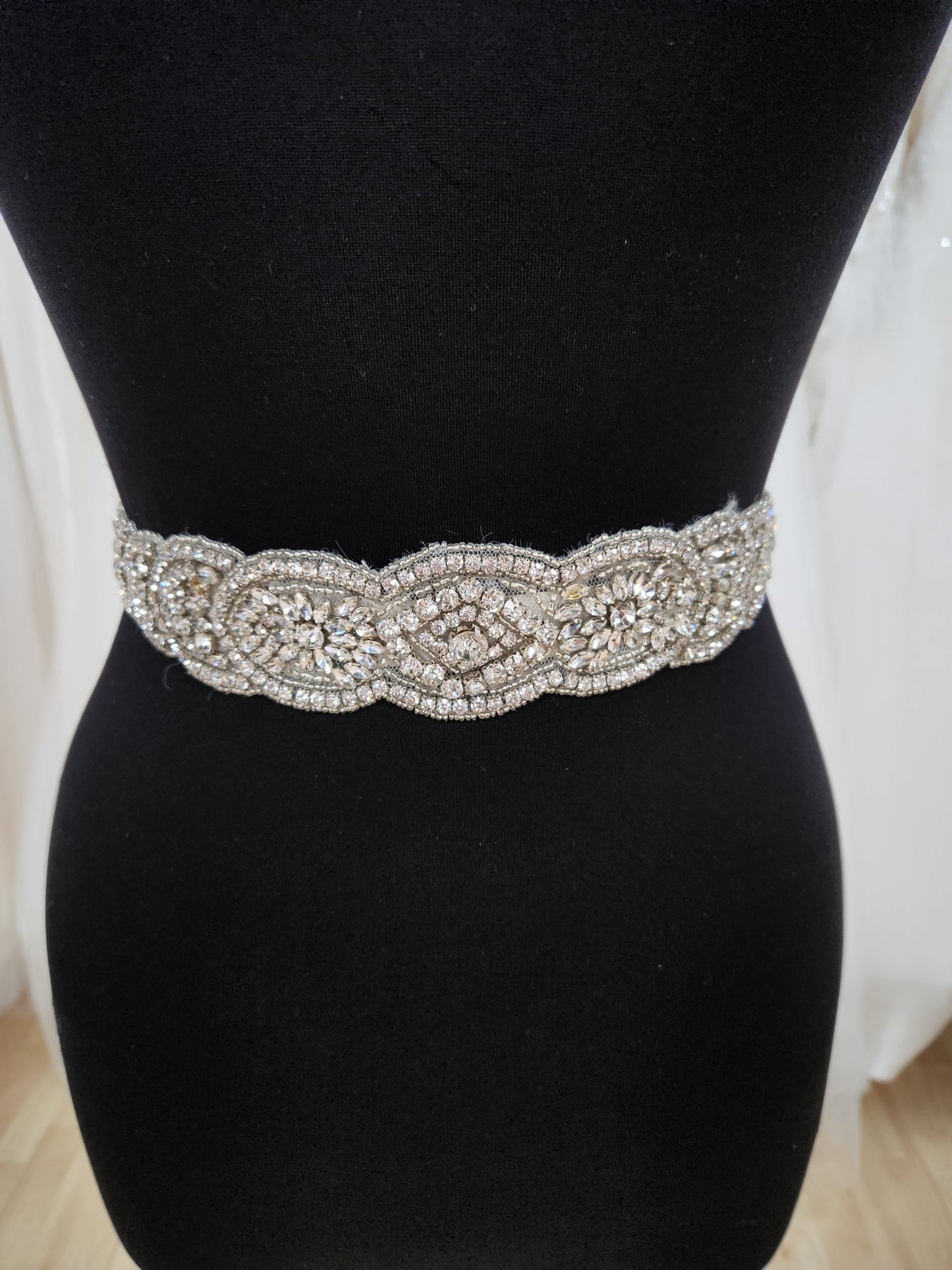 Rhinestone and Pearl Scalloped Belt