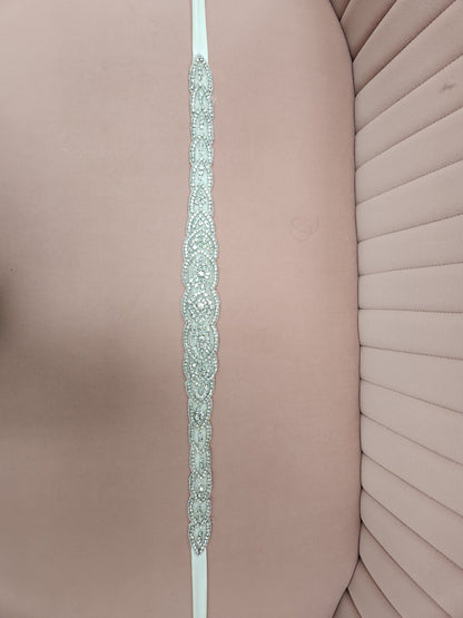 Rhinestone and Pearl Scalloped Belt