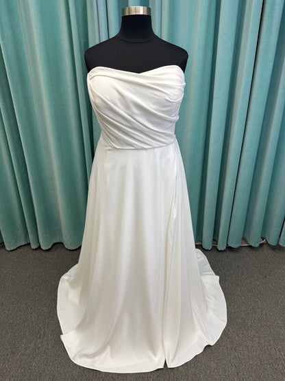 Essense of Australia Style D4225 Strapless A-Line Satin Wedding Dress with Ruching and Slit