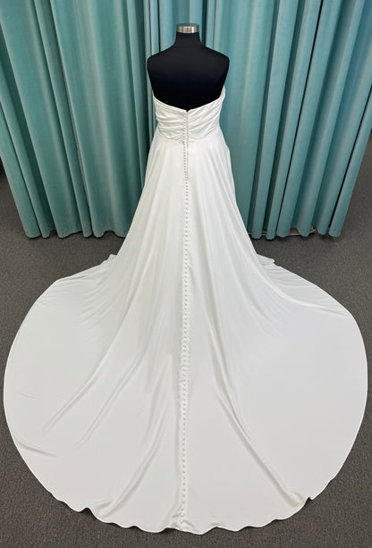 Essense of Australia Style D4225 Strapless A-Line Satin Wedding Dress with Ruching and Slit