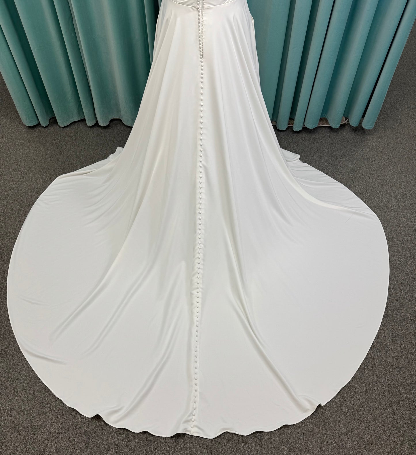 Essense of Australia Style D4225 Strapless A-Line Satin Wedding Dress with Ruching and Slit
