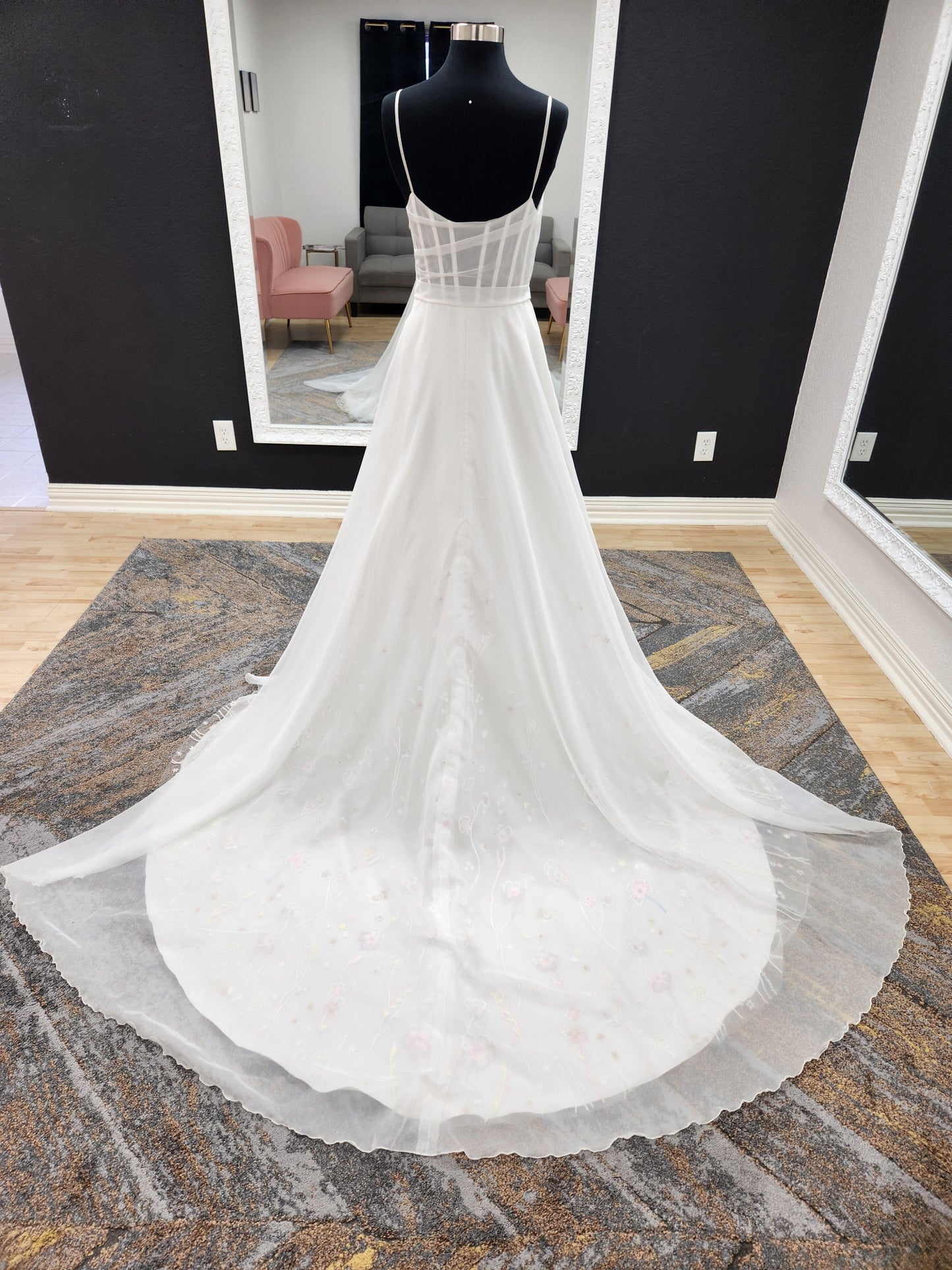 Organza Aline with Colorful Embroidery Wedding Dress