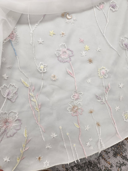 Organza Aline with Colorful Embroidery Wedding Dress