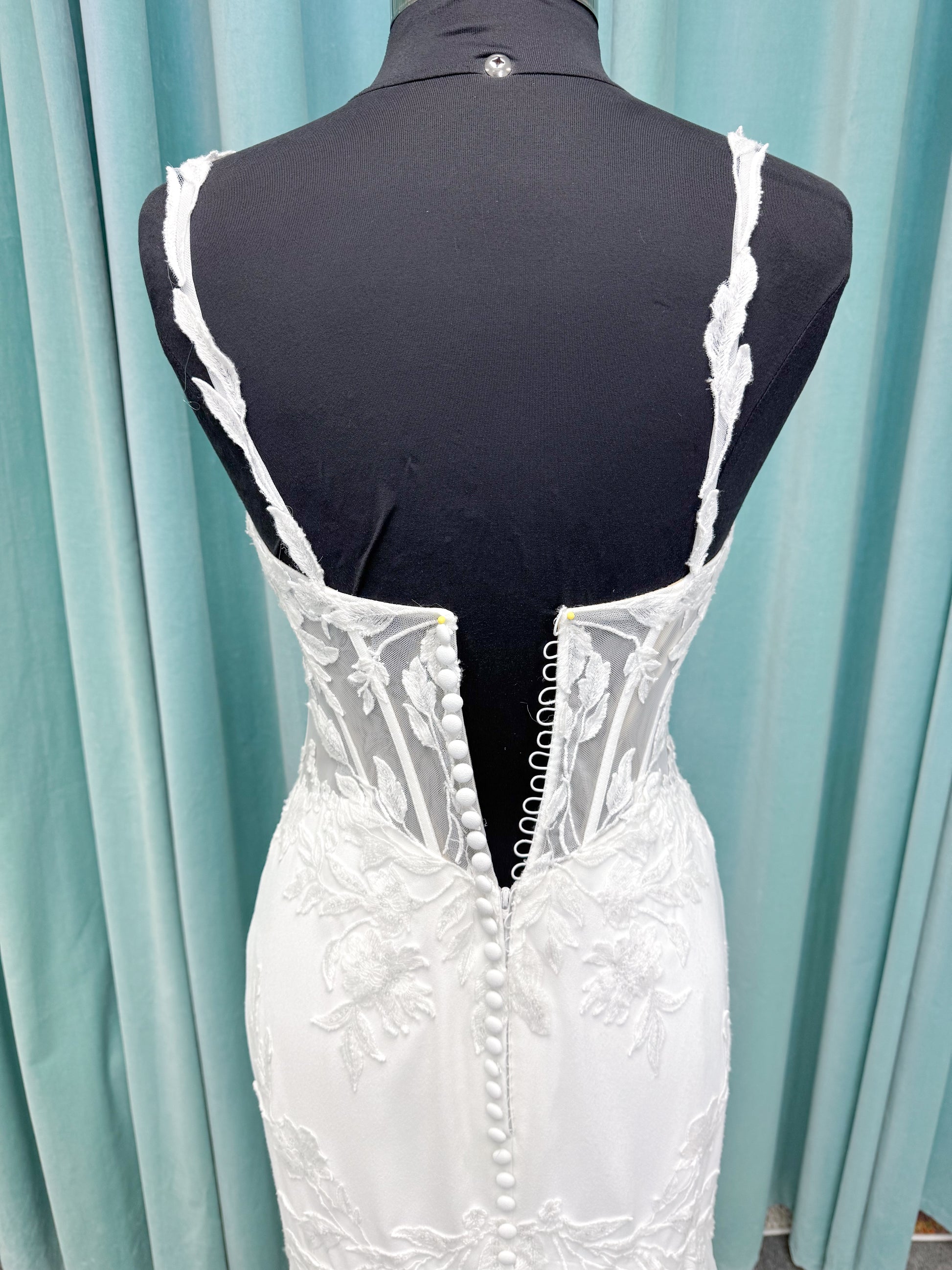 Lace and Crepe Fit and Flare  Wedding Dress