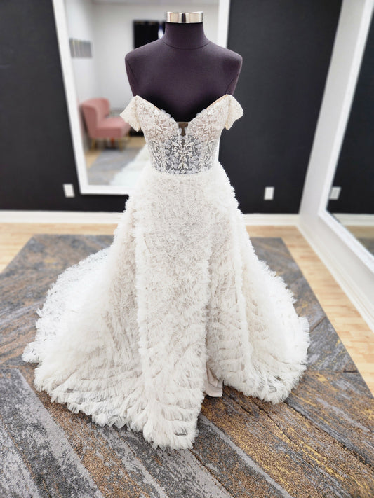 Beaded bodice and Ruffle Skirt Wedding Dress