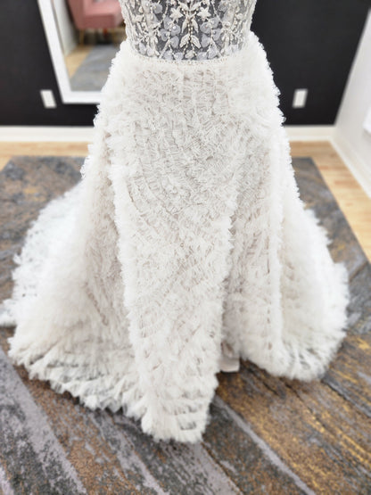 Beaded bodice and Ruffle Skirt Wedding Dress