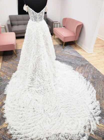 Beaded bodice and Ruffle Skirt Wedding Dress