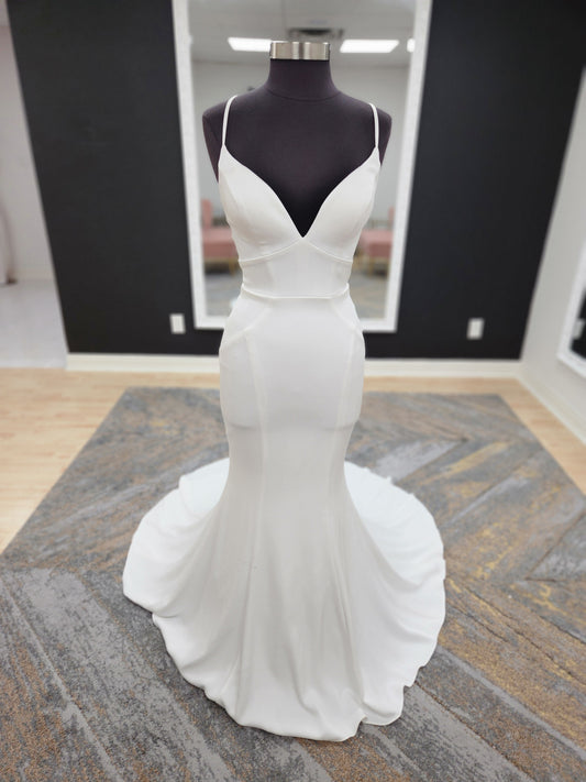 Silky Satin Fitted with Strappy Back Wedding Dress