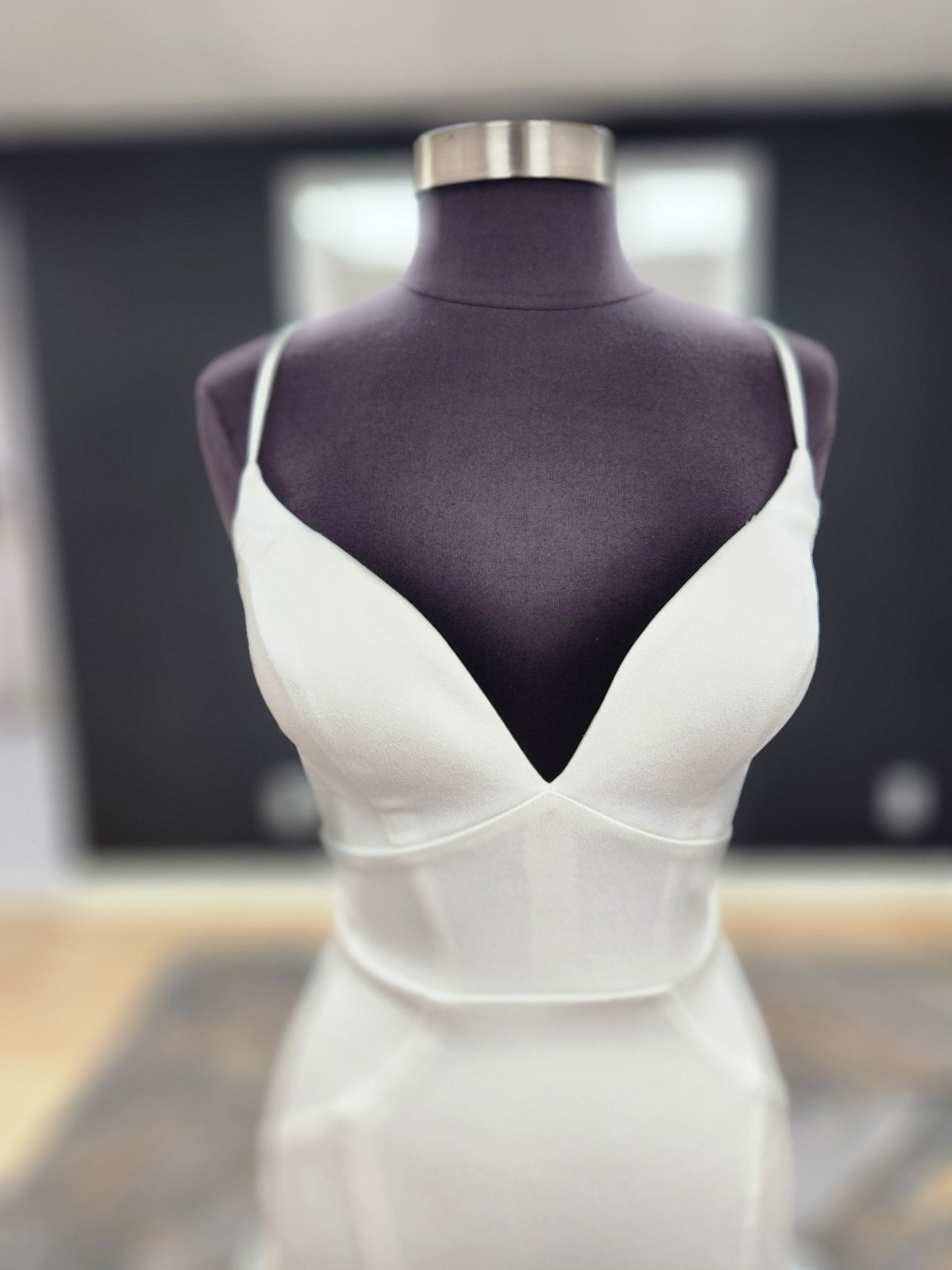 Silky Satin Fitted with Strappy Back Wedding Dress