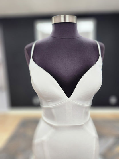 Silky Satin Fitted with Strappy Back Wedding Dress