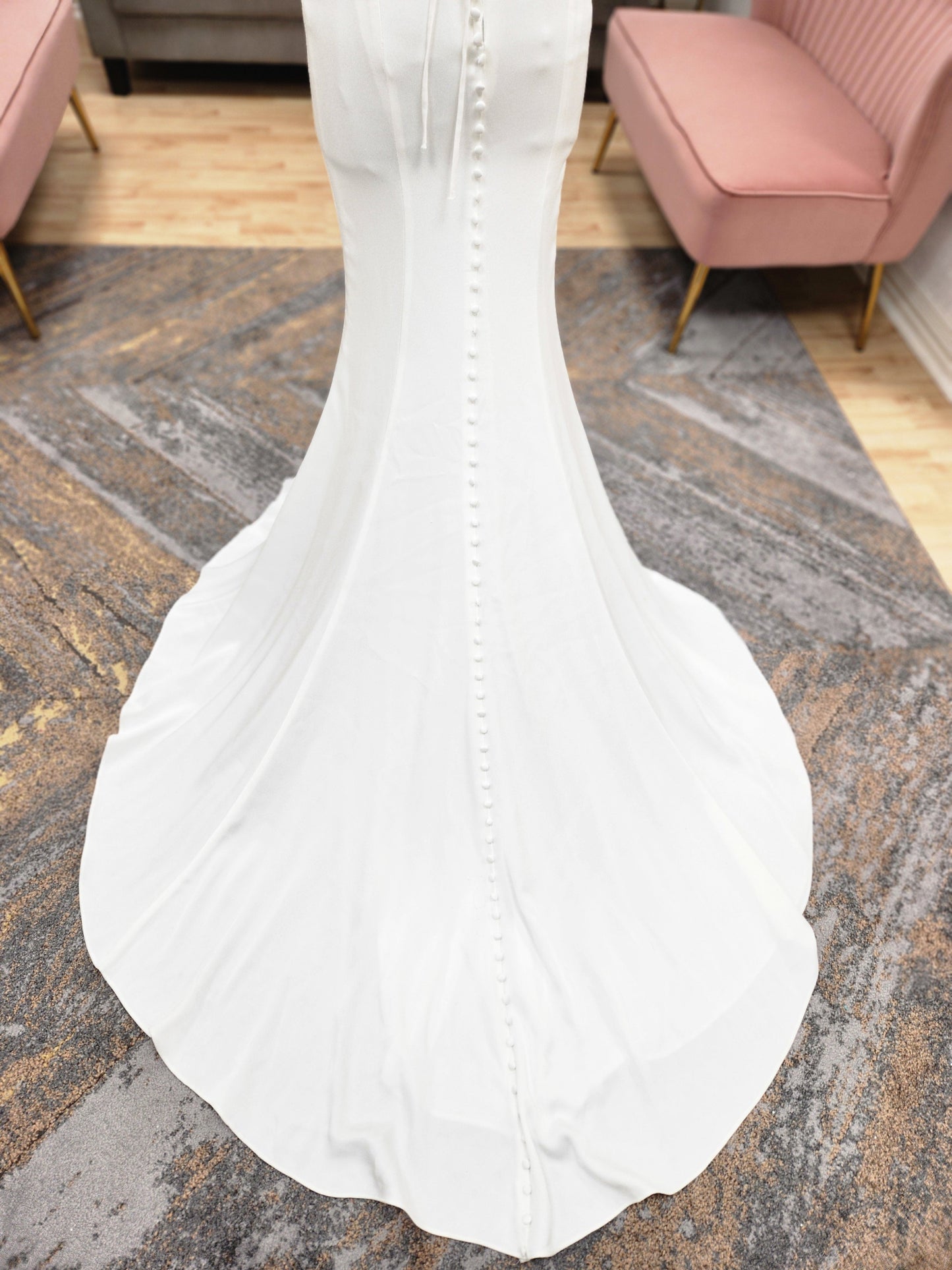Silky Satin Fitted with Strappy Back Wedding Dress