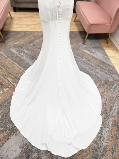 Silky Satin Fitted with Strappy Back Wedding Dress