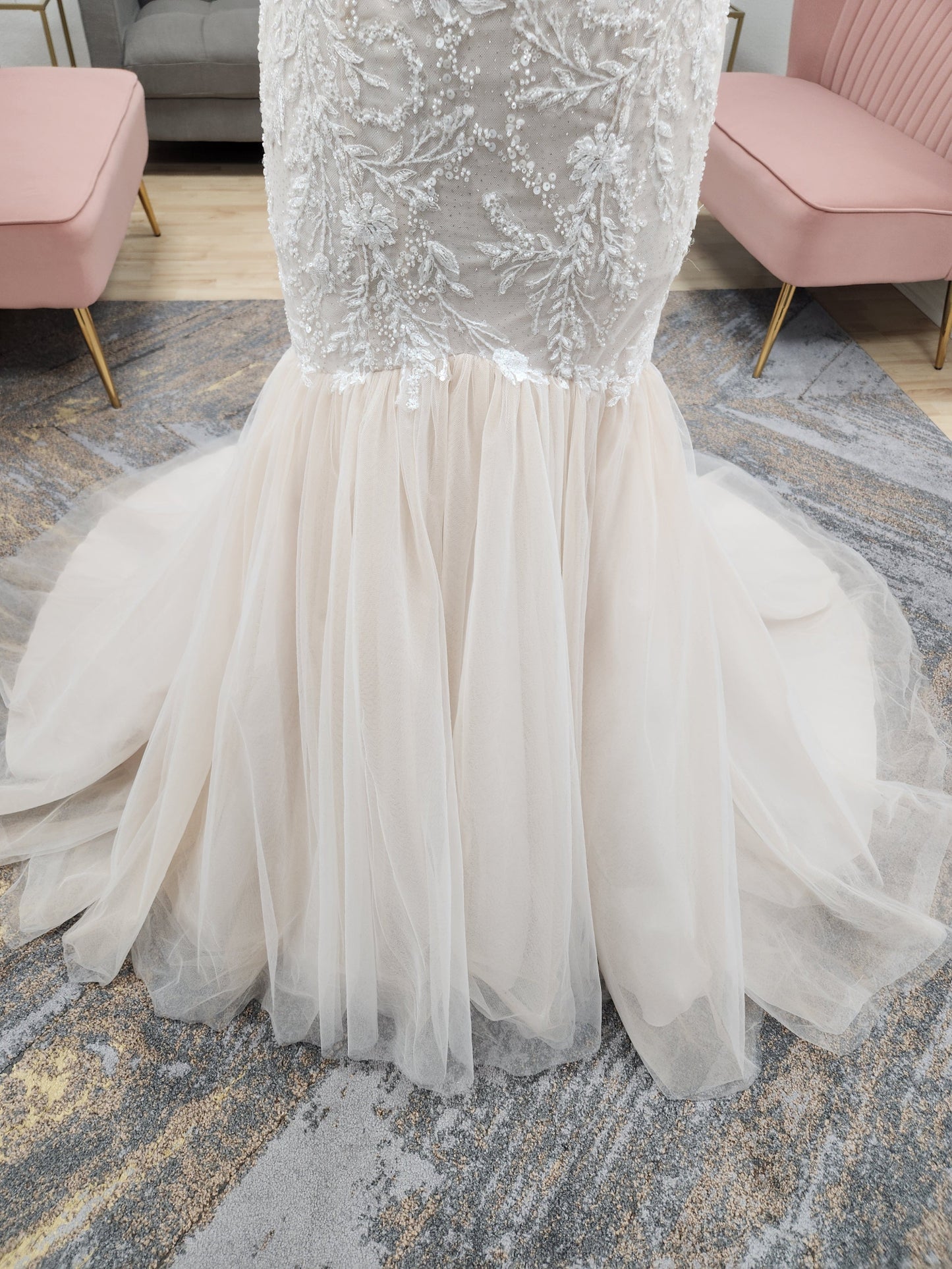 Strapless mermaid with Lace and Sparkle Wedding Dress