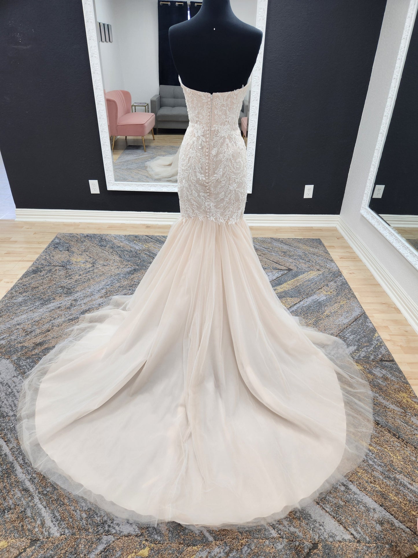 Strapless mermaid with Lace and Sparkle Wedding Dress