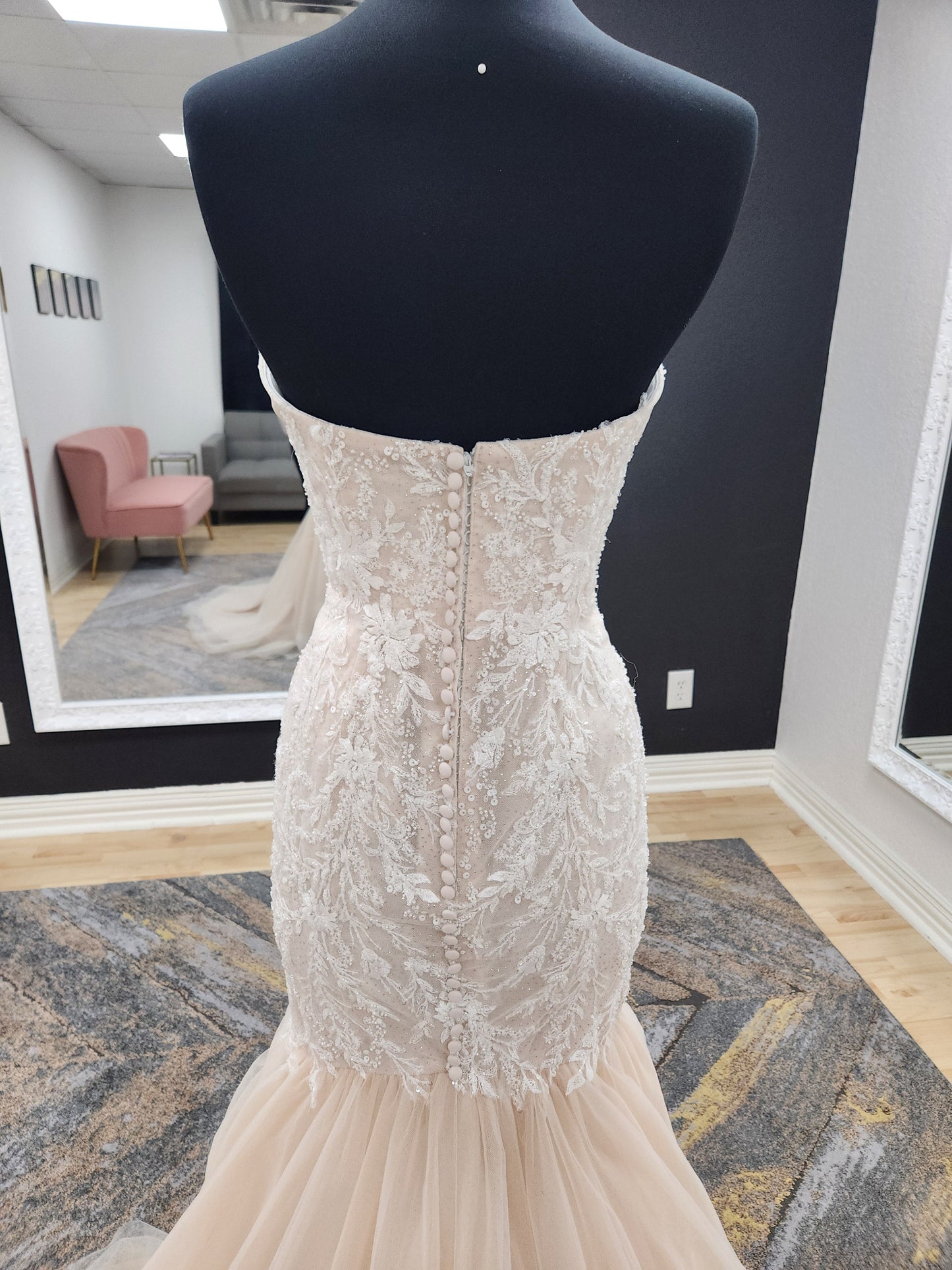 Strapless mermaid with Lace and Sparkle Wedding Dress