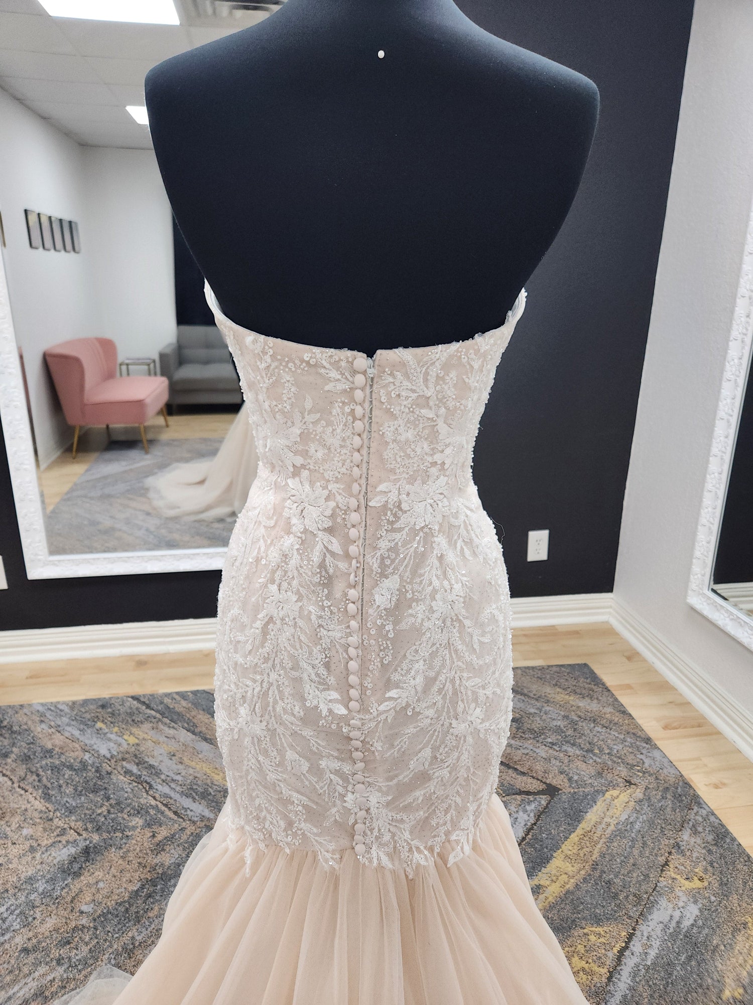 Strapless mermaid with Lace and Sparkle Wedding Dress