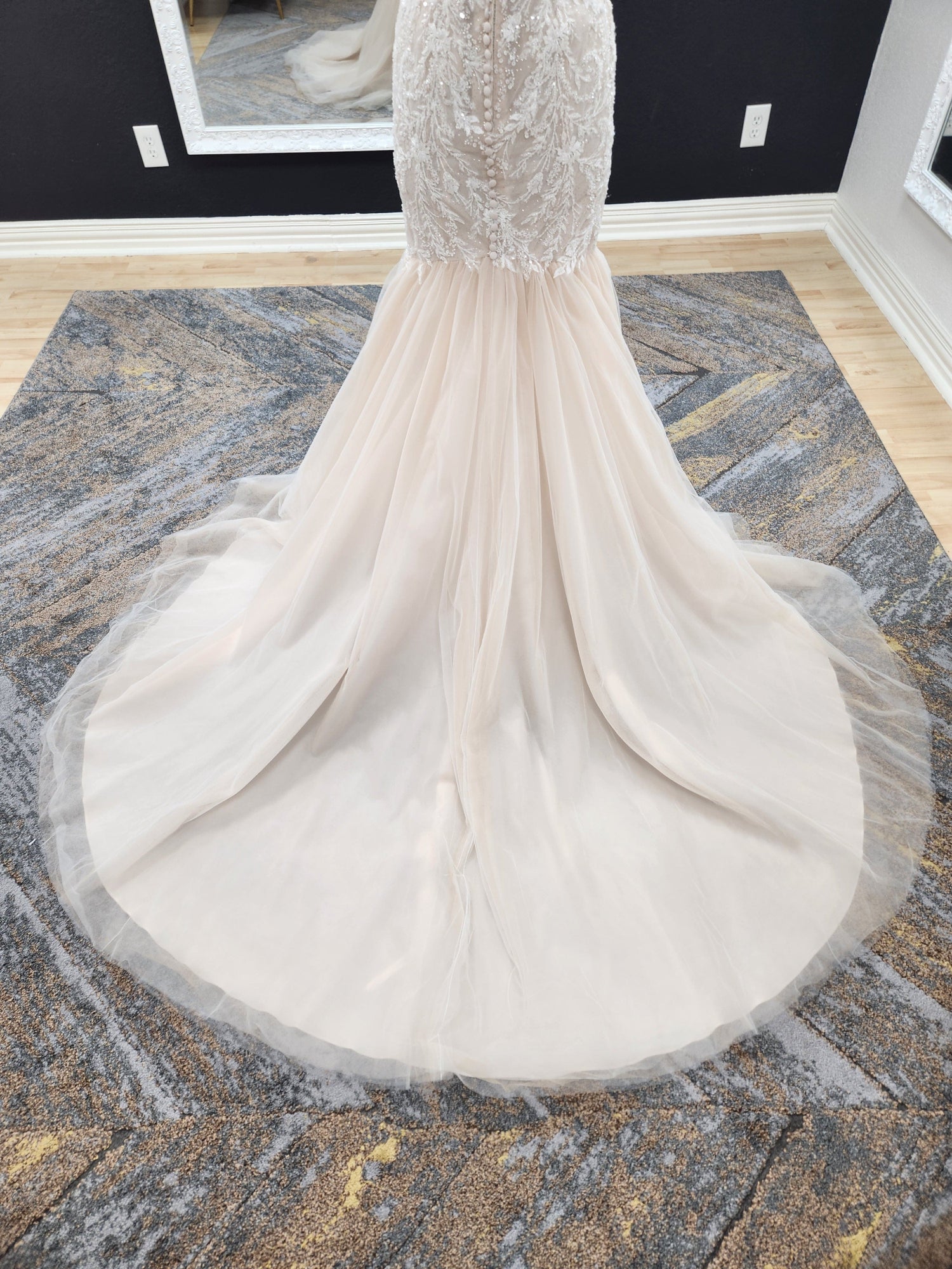 Strapless mermaid with Lace and Sparkle Wedding Dress