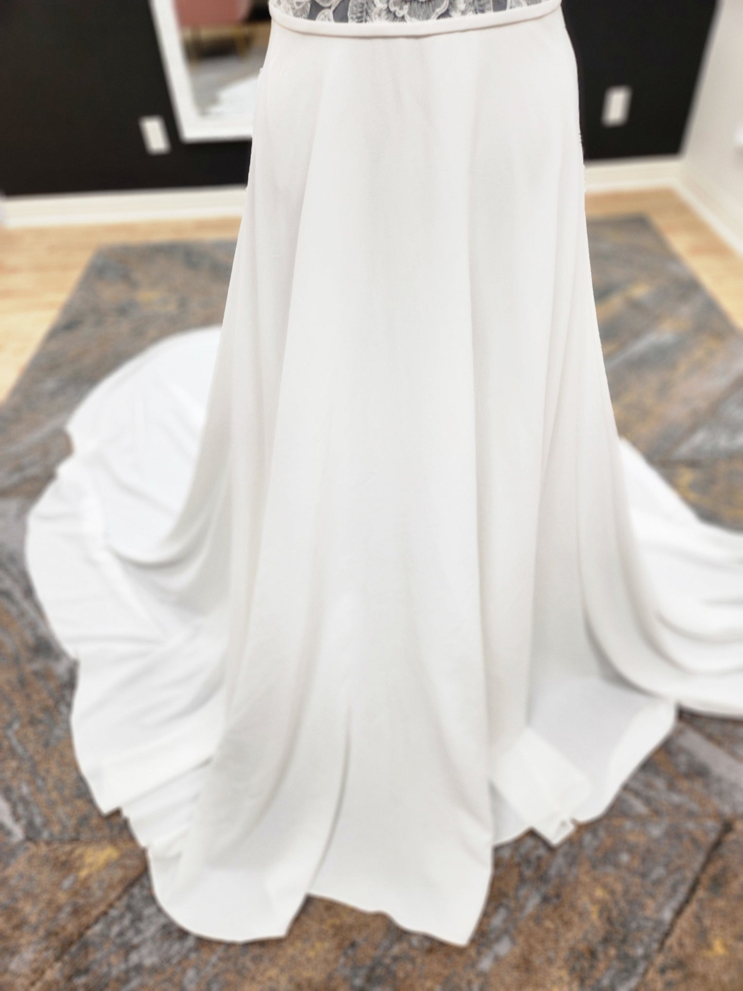 V-Neck Aline with Lace Bodice Wedding Dress