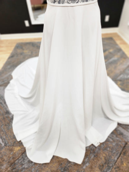 V-Neck Aline with Lace Bodice Wedding Dress
