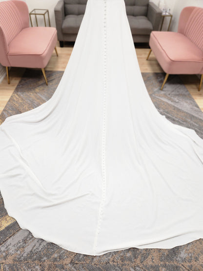 V-Neck Aline with Lace Bodice Wedding Dress