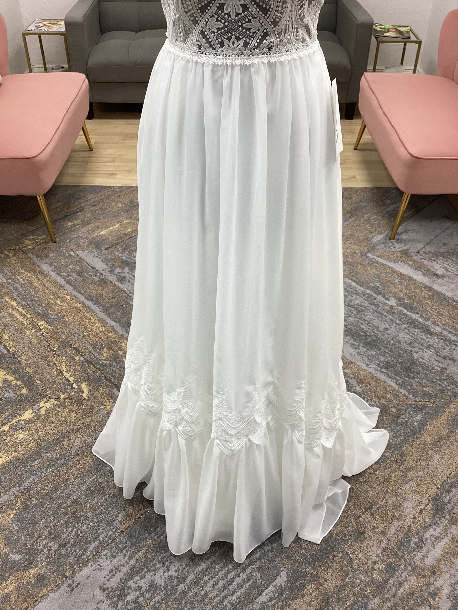Western Lace and Chiffon Skirt A-Line Wedding Dress Western Lace and Chiffon Skirt A-Line Wedding Dress