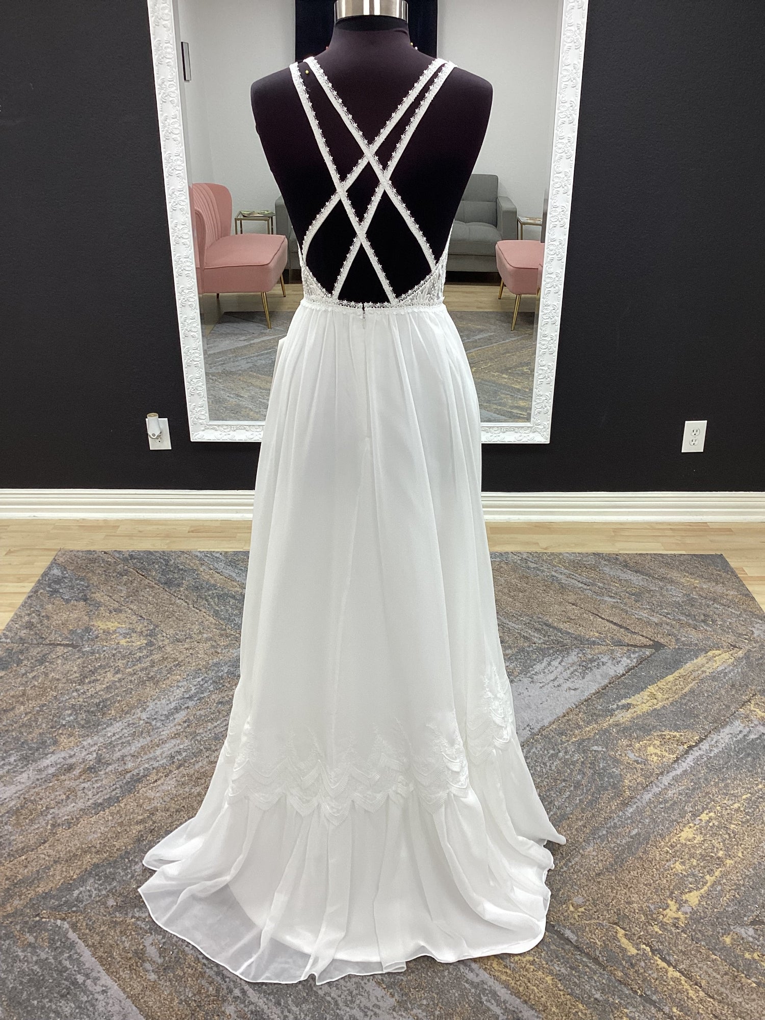 Western Lace and Chiffon skirt A-Line Wedding Dress Western Lace and Chiffon skirt A-Line Wedding Dress