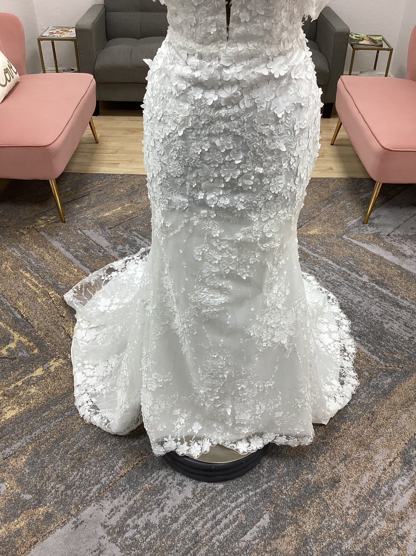 3d Floral Fitted Wedding Dress