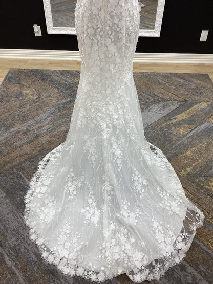 3d Floral Fitted Wedding Dress