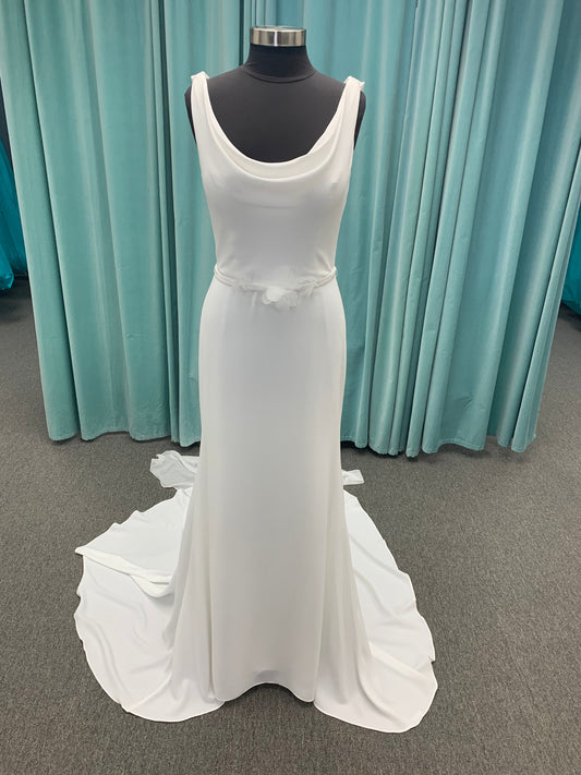 Cowl neckline Sheath Wedding Dress